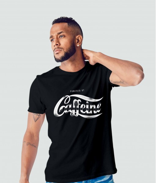Мъжка тениска с щампа Текст и надписи Powered by caffeine - TShirtArtShop.com